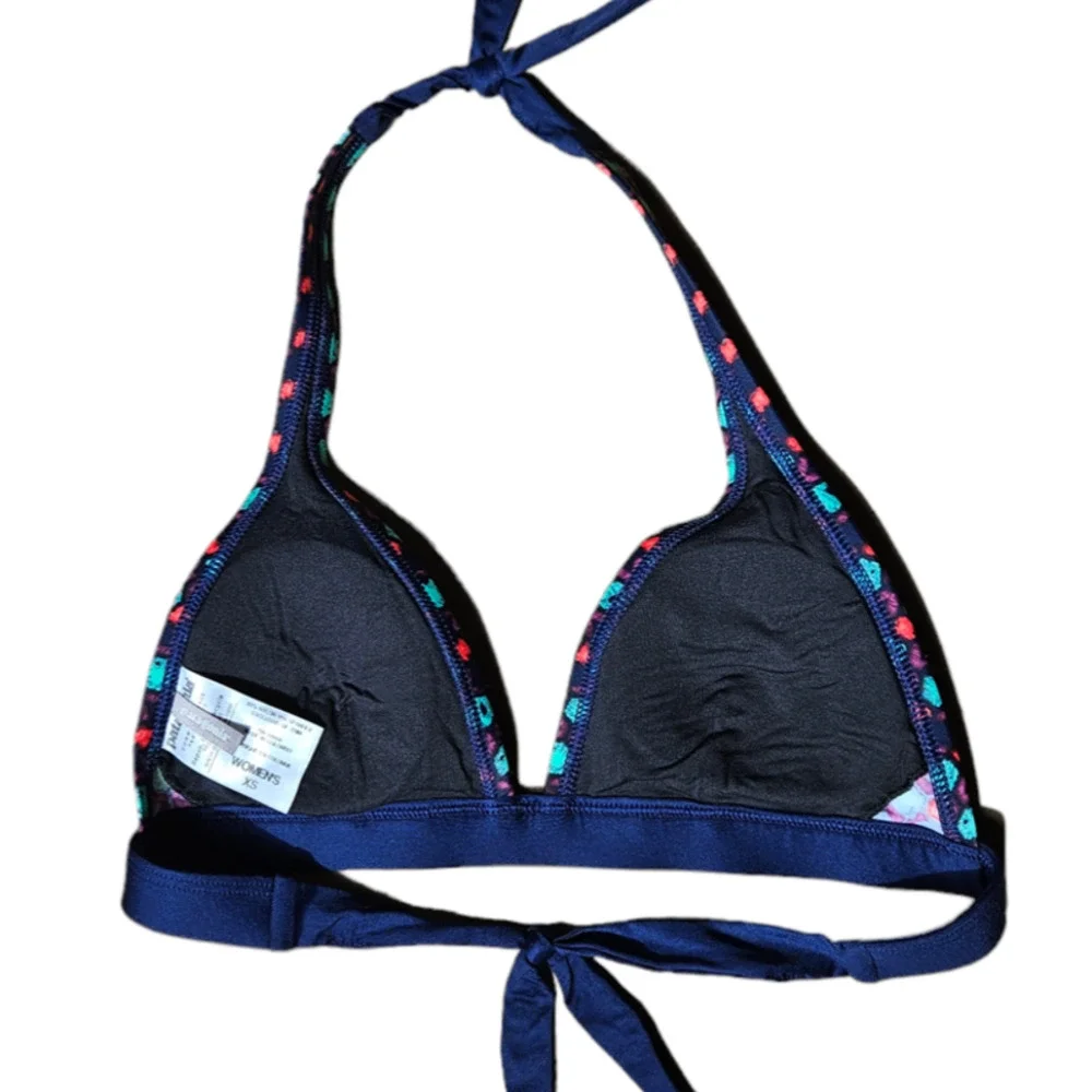 Patagonia Geometric Print Boucau Halter Bikini Top Navy Women's XSmall
